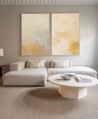 Minimalist Diptych Wall Art Warm Neutrals Gold Leaf