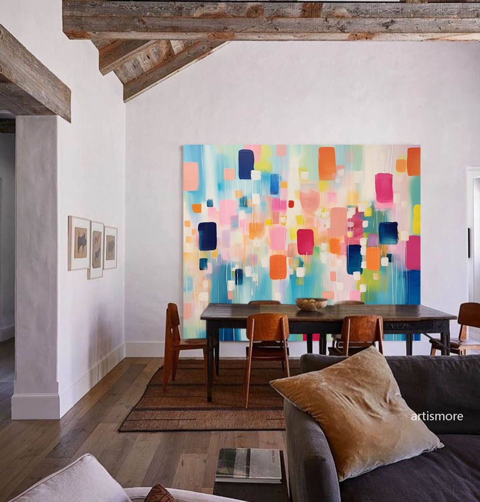 Contemporary Painting Vibrant Color Blocks Wall Art