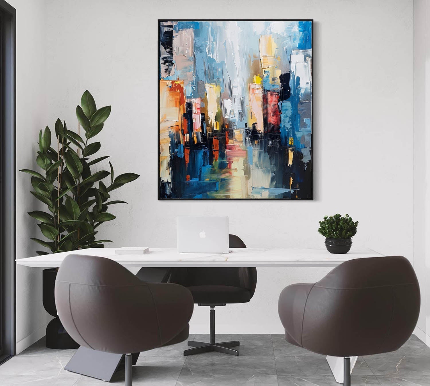Abstract Cityscape Oil Painting