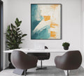 Tactile Impasto Oil Painting Teal White Orange
