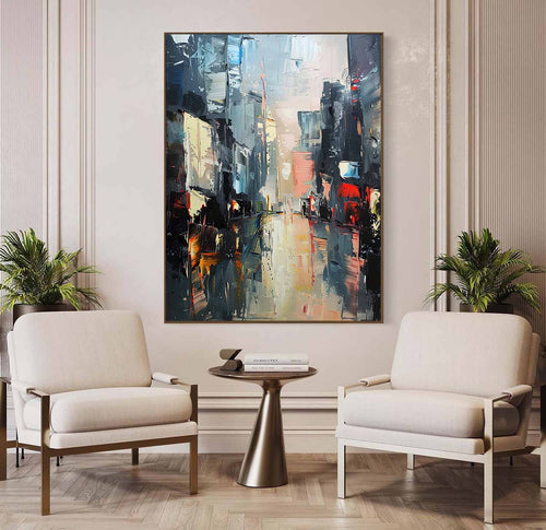 Abstract Urban Cityscape Impasto Painting