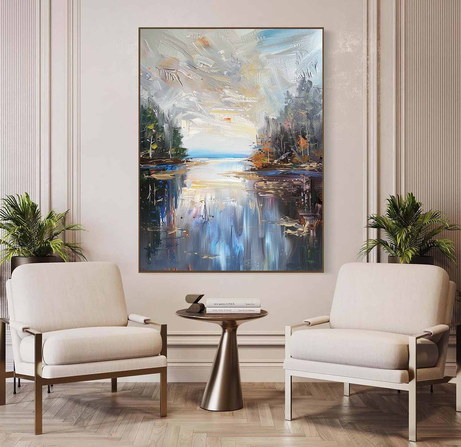 Impasto Lakescape Landscape Oil Painting