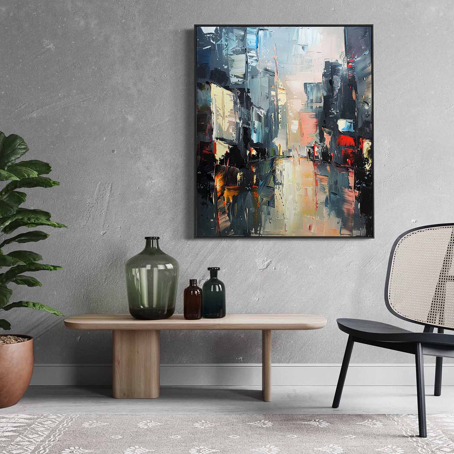 Abstract Urban Cityscape Impasto Painting