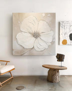 Textured Neutral Floral Painting Serene