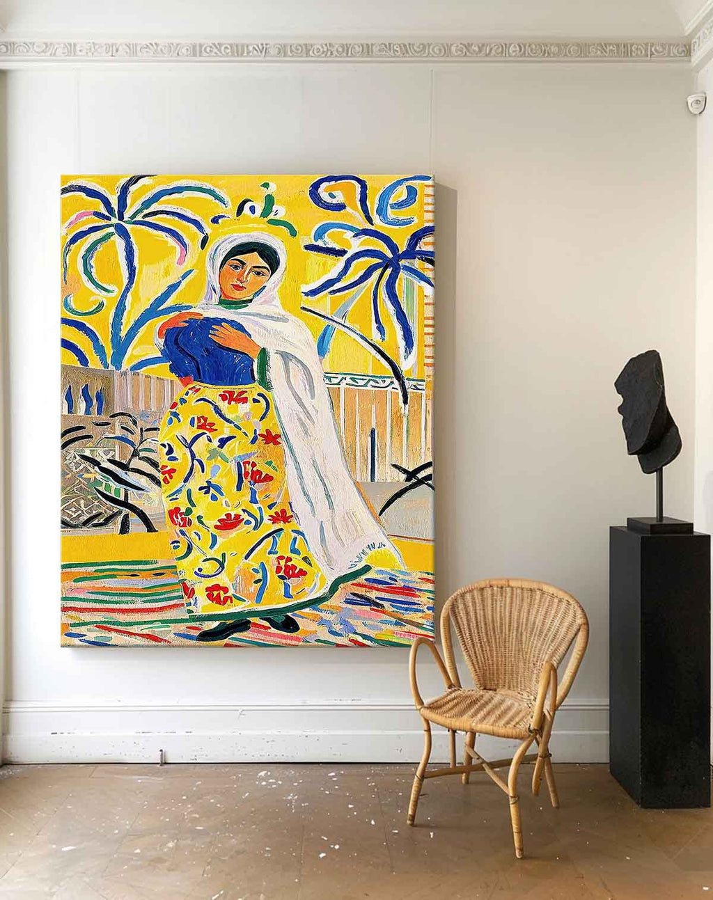 Fauvist Portrait Painting Vibrant Yellow & Blue