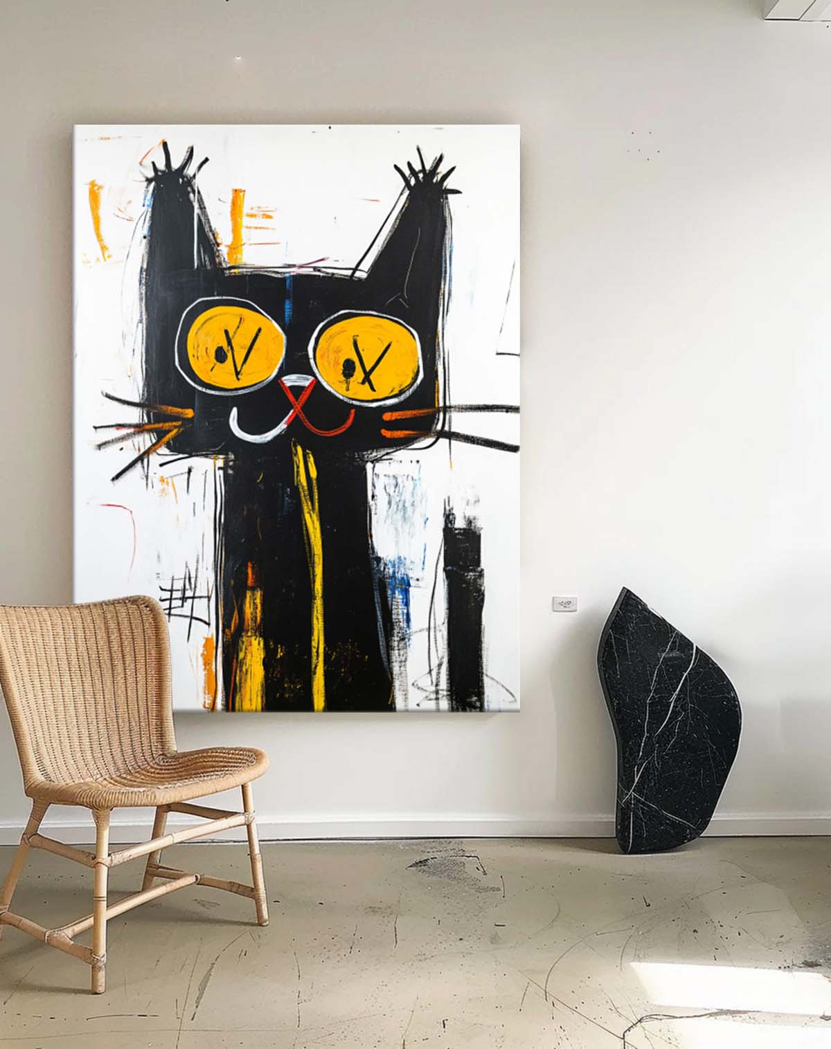Abstract Black Cat With Yellow Eyes Pop Art