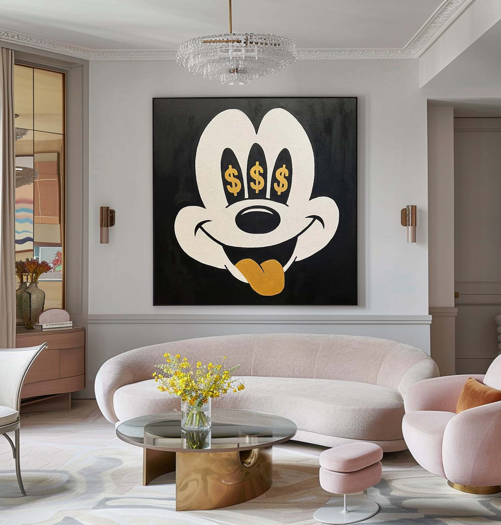 Pop Art Money Eyes Mickey Mouse Painting Wall Art