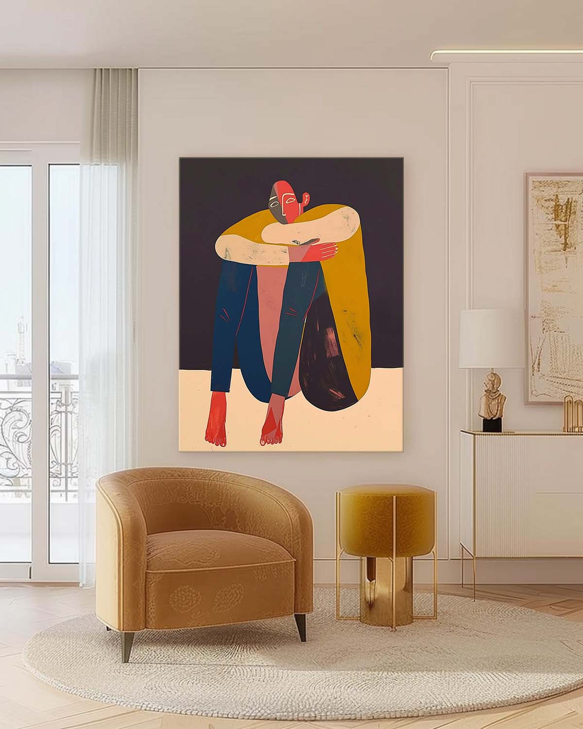 Modern Abstract Embrace Painting Intimate