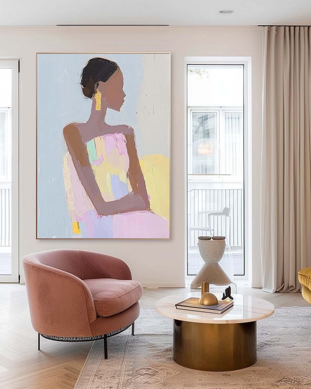 Figurative Painting Serene Woman Modern Wall Art