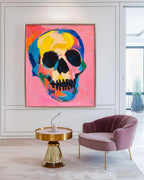 Pop Art Skull Painting Vibrant Modern Wall Art Bold