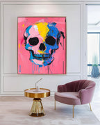 Pop Art Skull Painting Vibrant Modern Wall Art