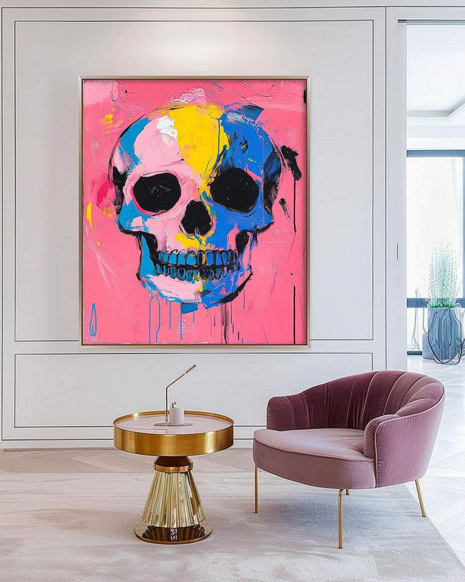 Pop Art Skull Painting Vibrant Modern Wall Art