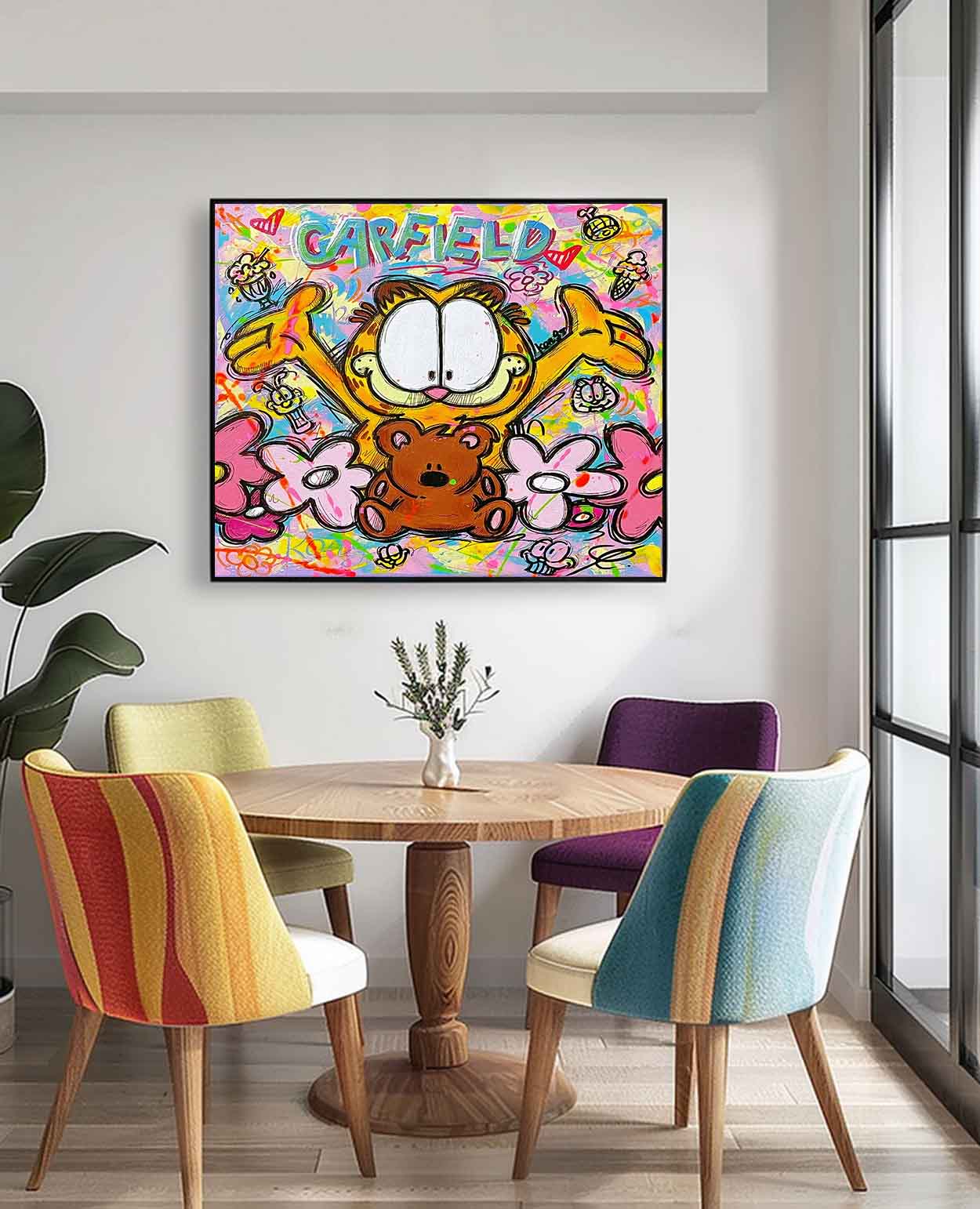 Colorful Pop Art Garfield Graffiti Wall Art Kids Room