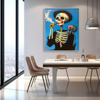 Surreal Pop Art Skeleton Painting Vibrant Wall Art