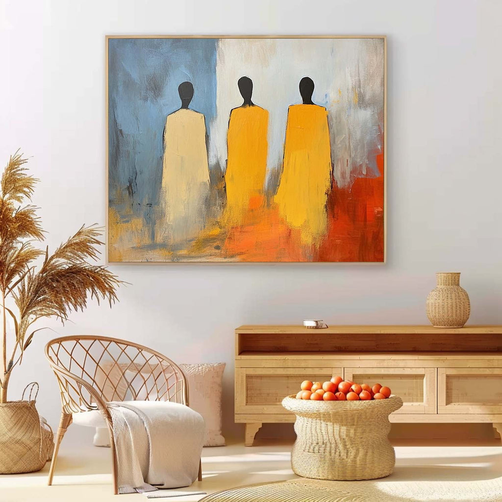 Abstract Three Figures In Robes Modern Wall Art