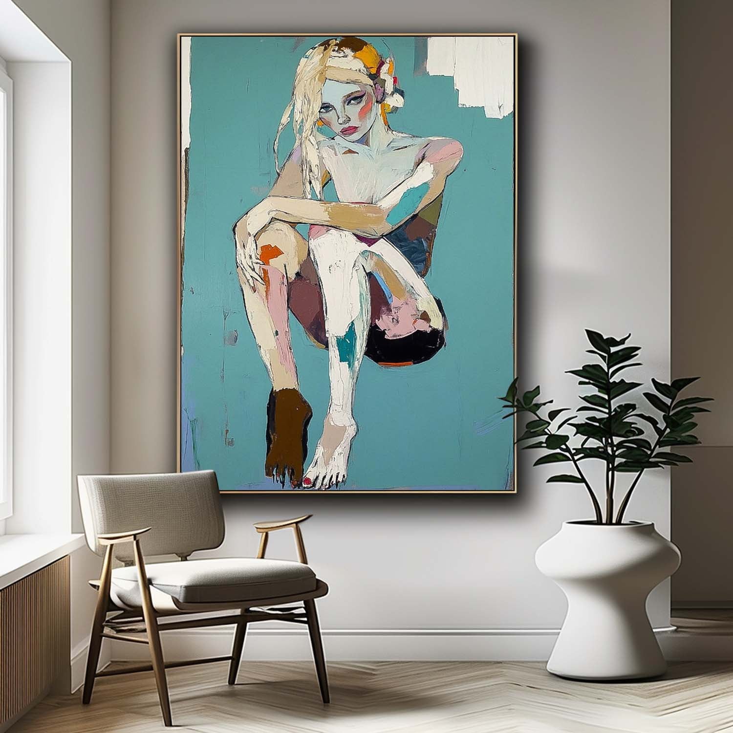 Contemplative Seated Figure Oil Painting