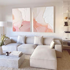 Textured 3D Diptych Wall Art Soft Pink White