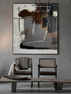 Industrial Neutral Abstract Painting Vertical