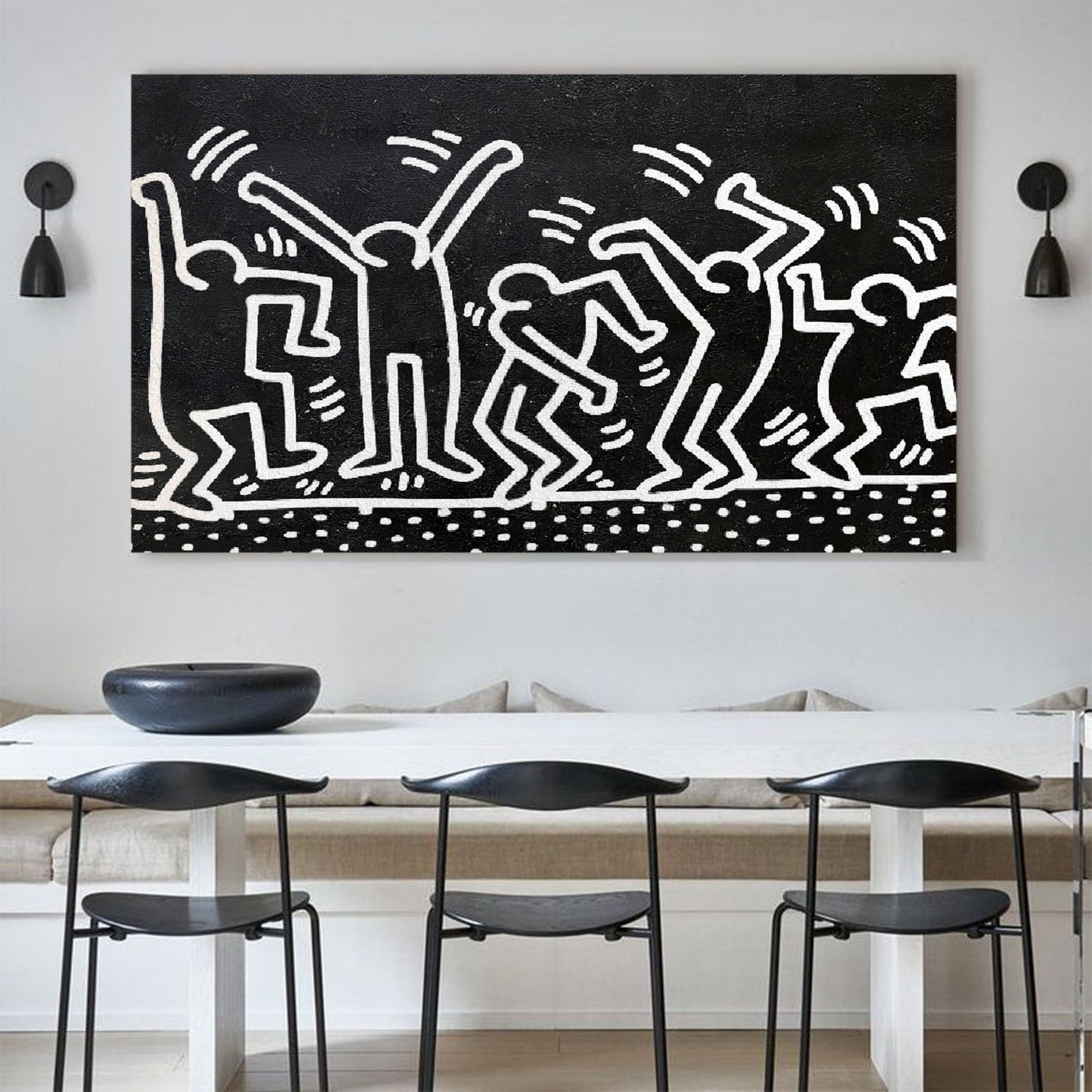 Keith Haring Dancing Figures Pop Art Painting