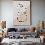 Minimalist Line Art Nude Silhouette Vertical