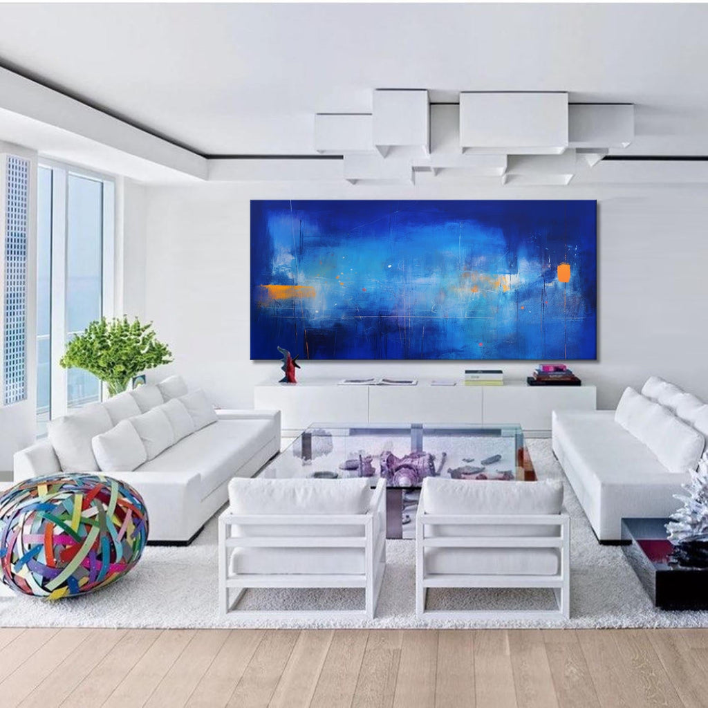 Expressionist Panoramic Blue Orange Wall Art