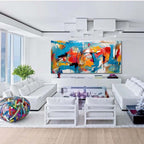 Expressionist Panoramic Blue Orange Painting