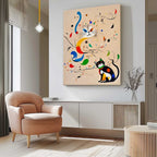 Surrealist Cat Painting Whimsical Modern Wall Art