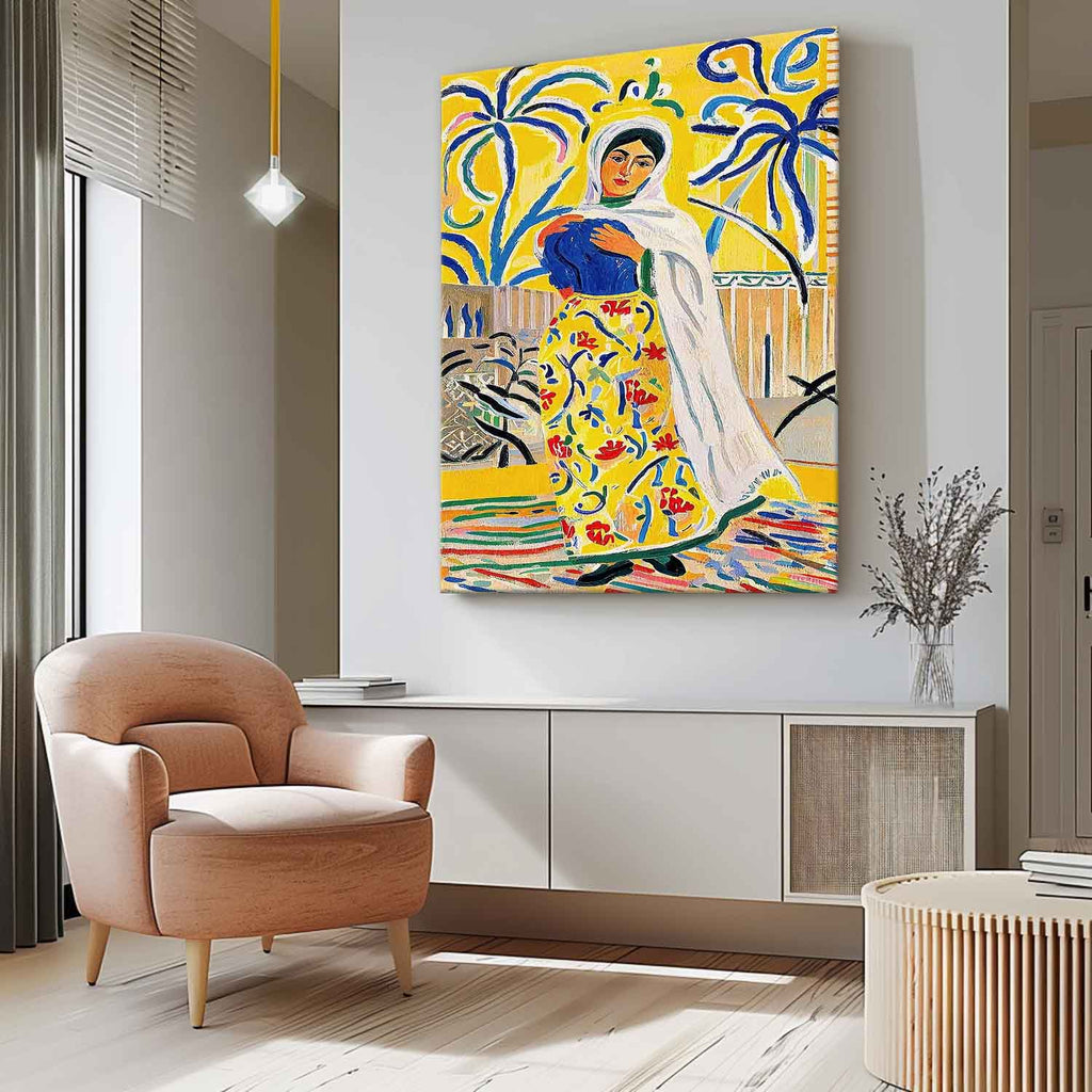 Fauvist Portrait Painting Vibrant Yellow & Blue