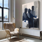 Group Of Figures Monochrome Oil Painting