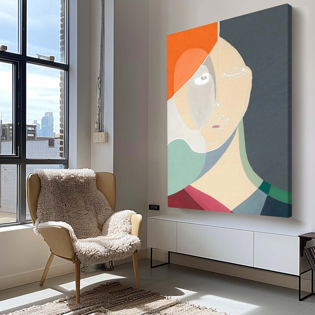 Cubist Abstract Portrait Serene Modern Wall Art