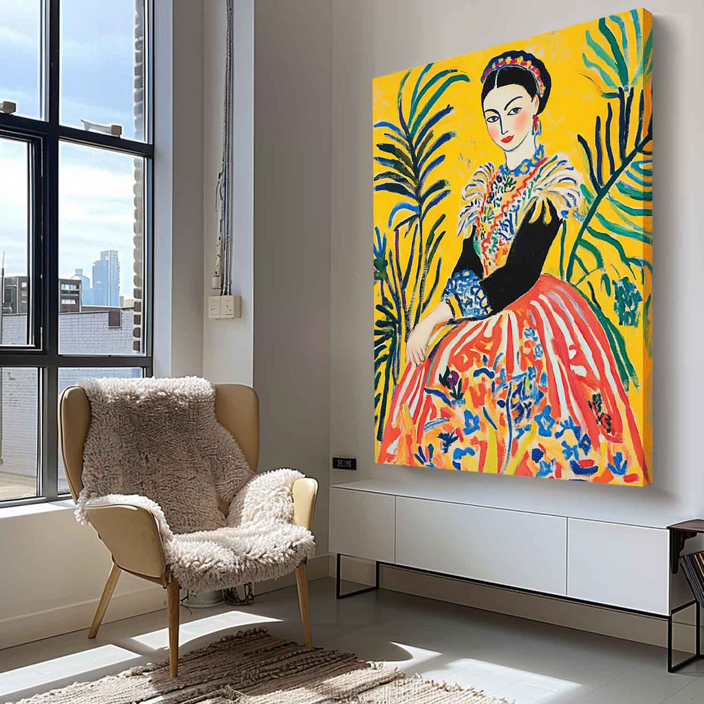 Fauvist Portrait Painting Vibrant Yellow Orange