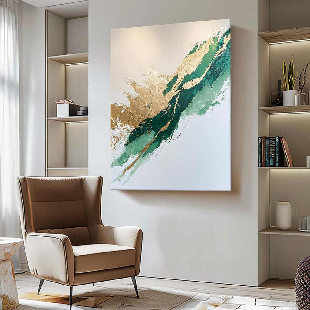 Green Gold Painting Luxurious Wall Art Elegant