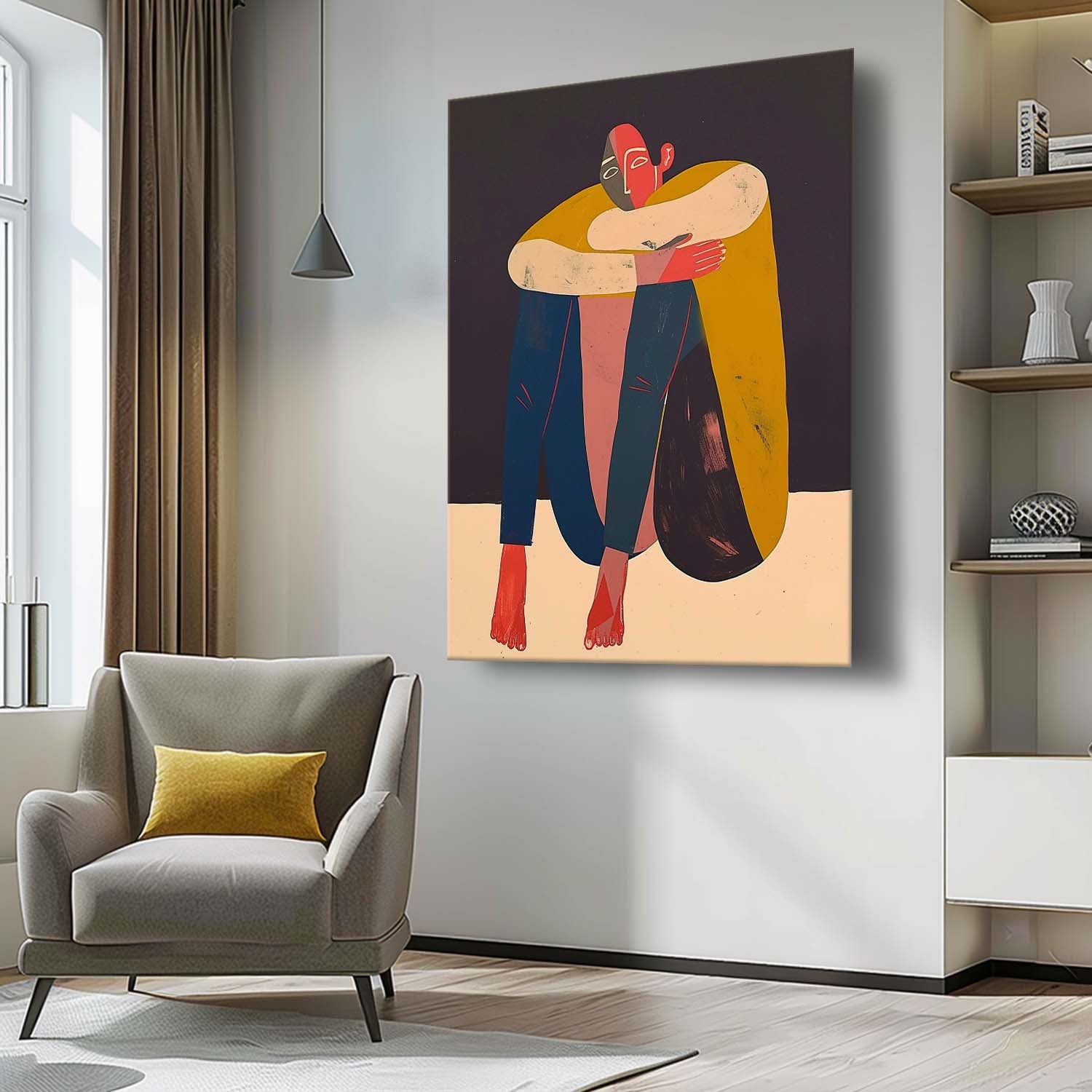 Modern Abstract Embrace Painting Intimate