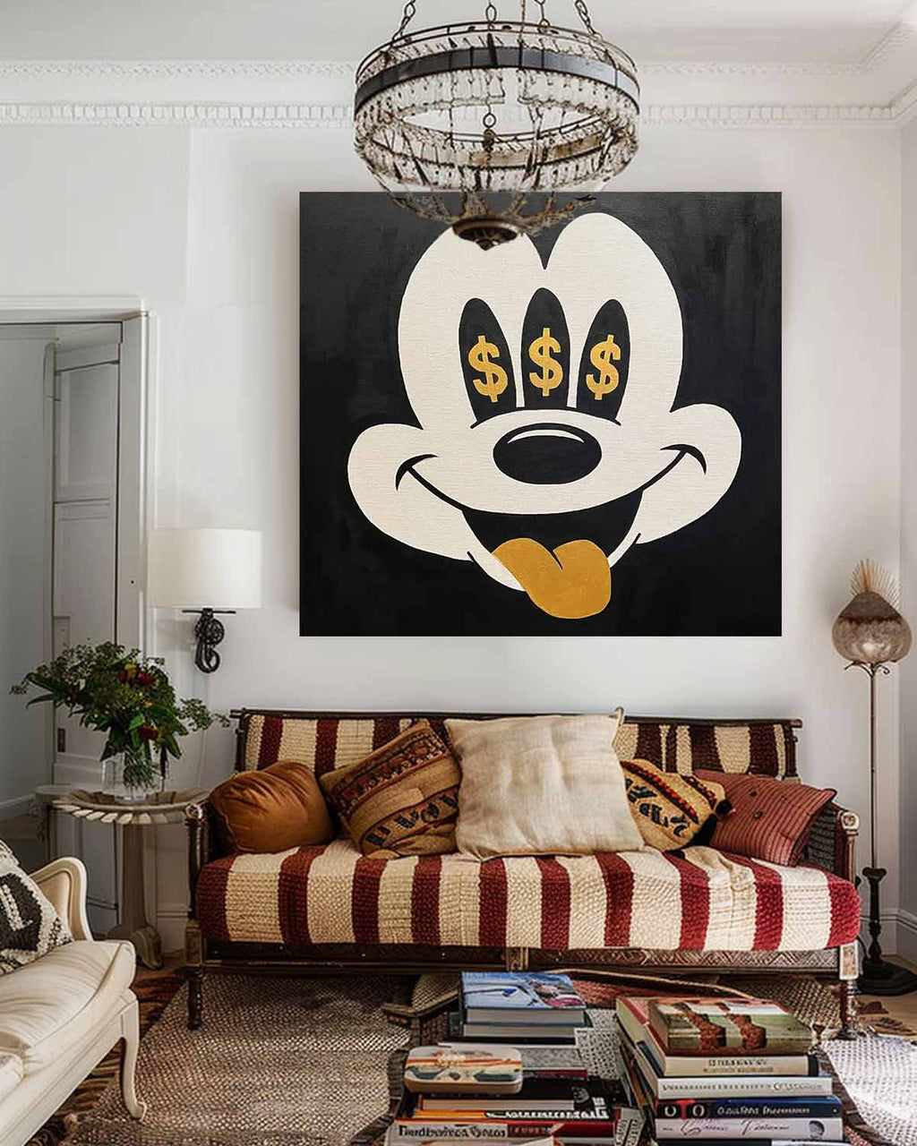 Pop Art Money Eyes Mickey Mouse Painting Wall Art