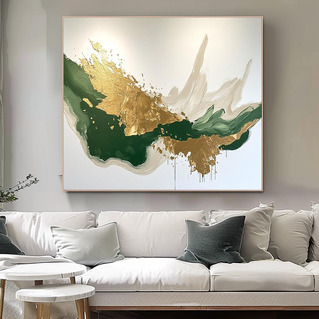 Emerald Gold Painting Luxurious Modern Wall Art