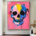 Pop Art Skull Painting Vibrant Modern Wall Art