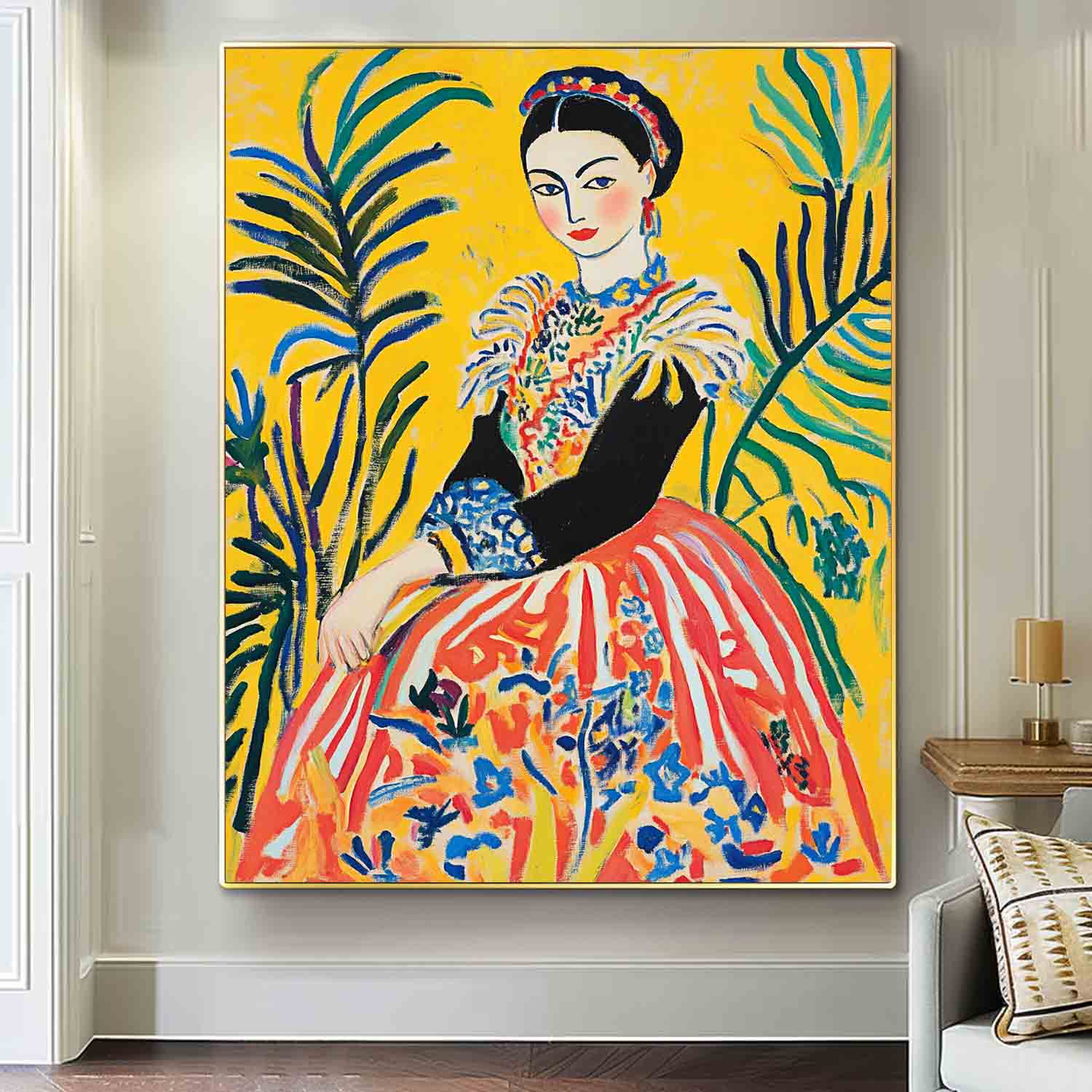 Fauvist Portrait Painting Vibrant Yellow Orange