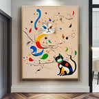 Surrealist Cat Painting Whimsical Modern Wall Art
