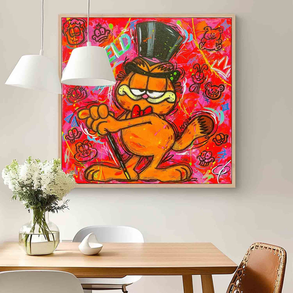 Dapper Garfield In Top Hat Pop Art Graffiti Wall Art