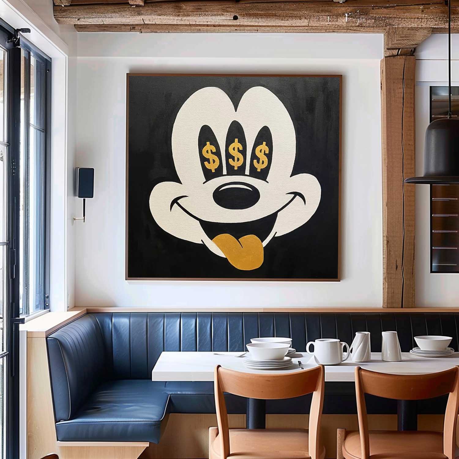 Pop Art Money Eyes Mickey Mouse Painting Wall Art