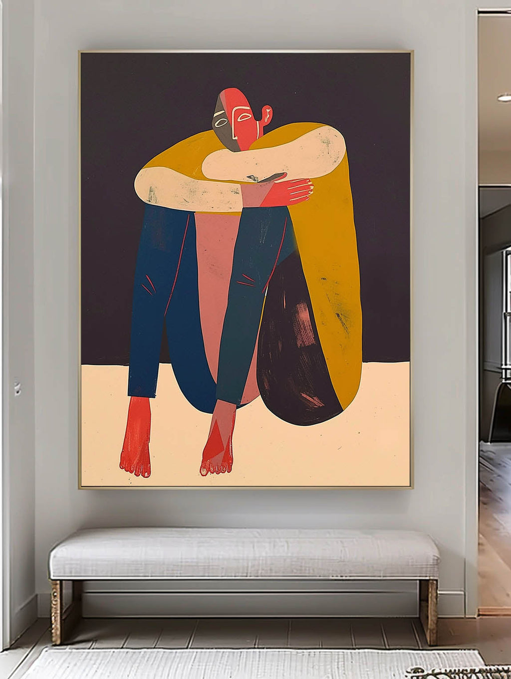 Modern Abstract Embrace Painting Intimate