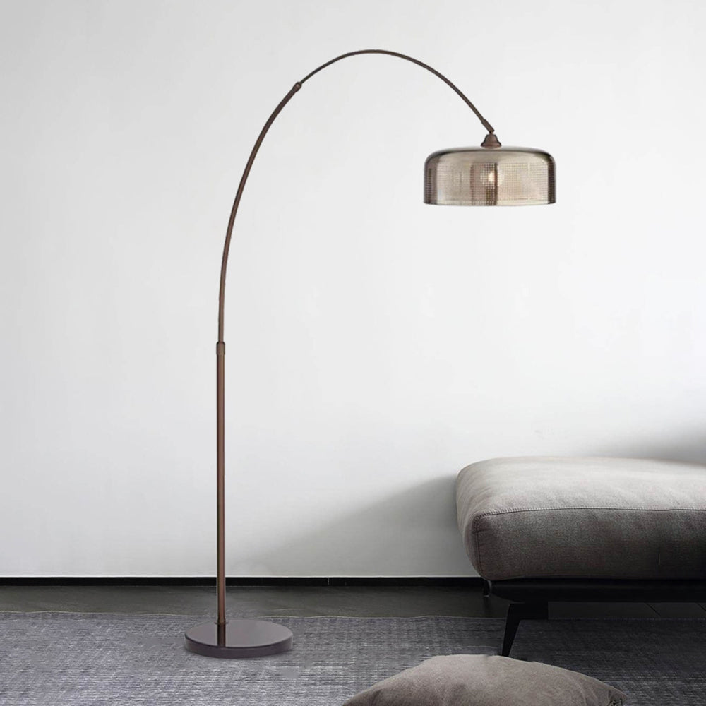 Hailie Retro Brown Curved Floor Lamp, Metal