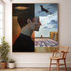 Surreal Split Portrait Oil Painting