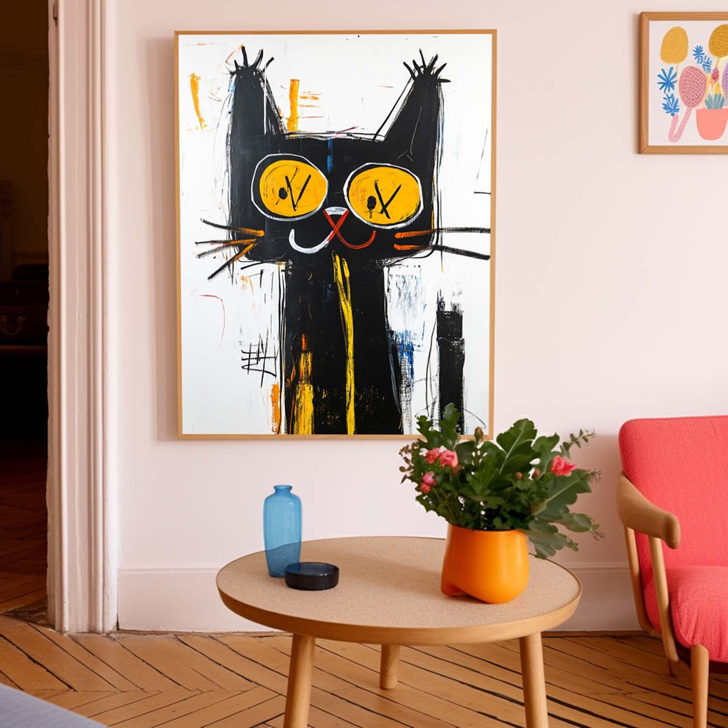 Abstract Black Cat With Yellow Eyes Pop Art