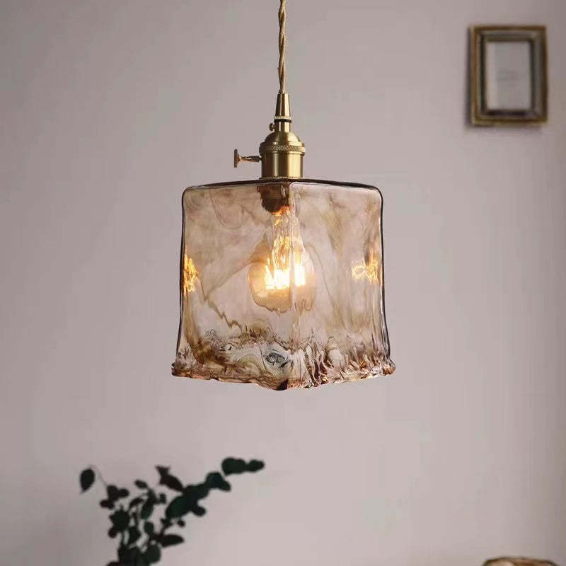 Zina Pendant Light Geometric Vintage Glass. Brass. Living Room - 10