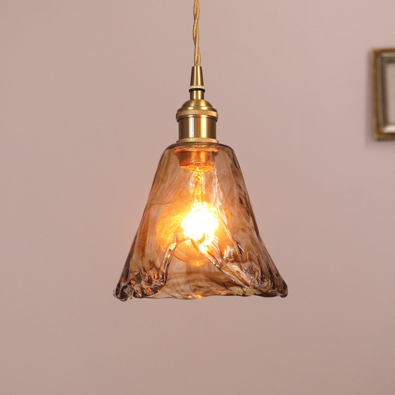 Zina Pendant Light Geometric Vintage Glass. Brass. Living Room - 5