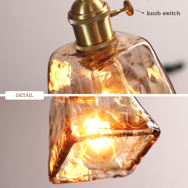 Zina Pendant Light Geometric Vintage Glass. Brass. Living Room - 7