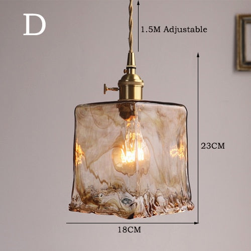 Zina Pendant Light Geometric Vintage Glass. Brass. Living Room - 9