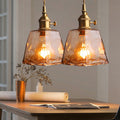 Zina Pendant Light Geometric Vintage Glass. Brass. Living Room - to - Warm White