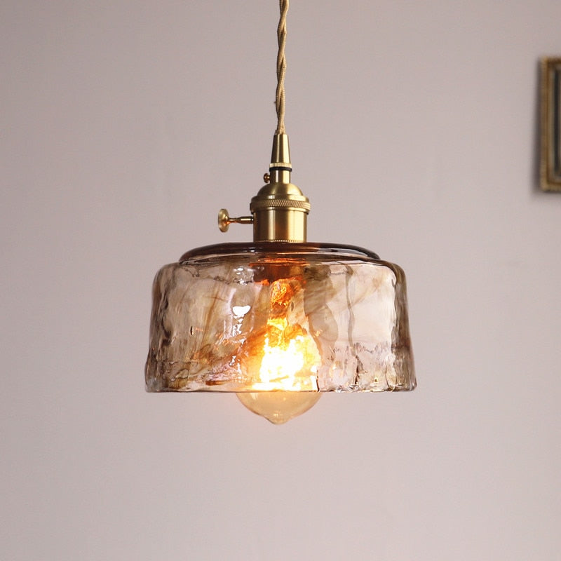Zina Pendant Light Geometric Vintage Glass. Brass. Living Room - C - Warm White